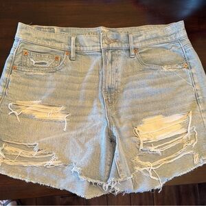 American Eagle Outfitters Light Blue Distressed Jean Shorts